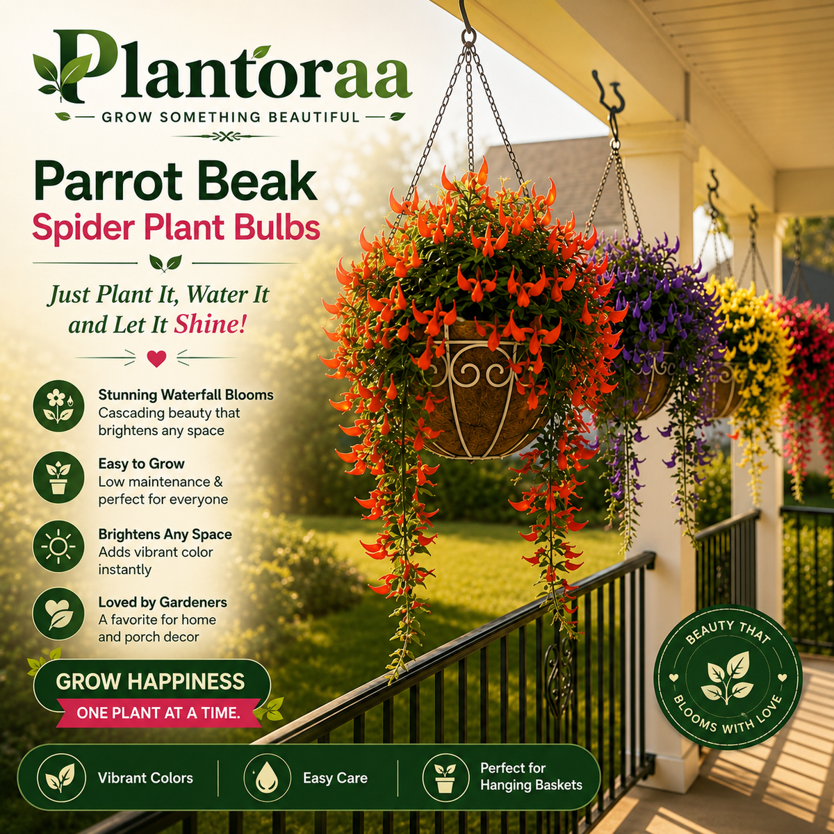 🪴🦜PARROTBEAK SPIDER PLANT BULBS - 🔥 BLOOMS FOR UP TO 300 DAYS A YEAR! 🦜Buy 6 Get 6 Free Bulbs🦜